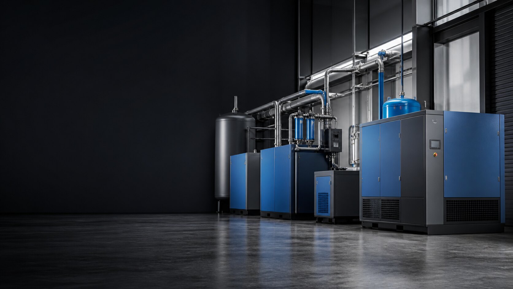 Integrated industrial compressed-air equipment in a modern plant